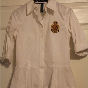 Ralph Lauren Collared Peplum Button-Up